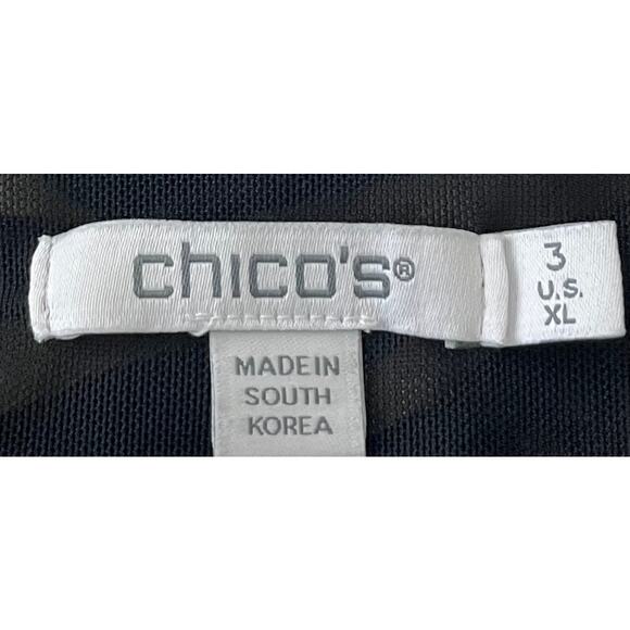 CHICO’S LONG SLV BUTTON-UP V-NECK BLOUSE, US XL(CHICO'S 3), BLACK & GOLD, ANIMAL - Picture 9 of 11